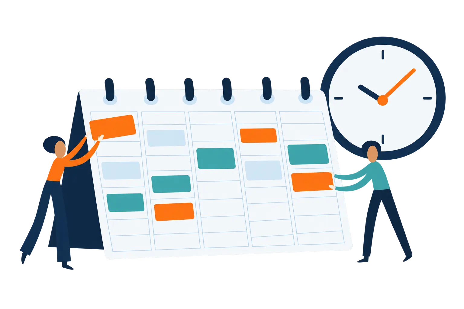 Ilustração de uma agenda organizada por horários